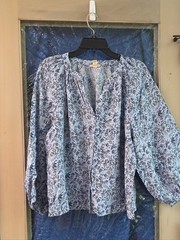 a.n.a Blue Floral Peasant Blouse