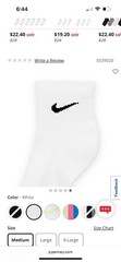 Nike 3-Pairs Dri-Fit Ankle Socks (White) Womens 6-10, Mens 6-8 Youth 5Y-7Y