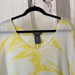Chelsea & Theodore Womens Yellow White Dolman Sleeve Tie Dye Blouse Top Size XXL