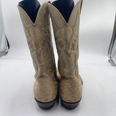 Nocona Boots Ostrich Leather Cowboy Western Boots Mens 11.5 D Tan Made In USA