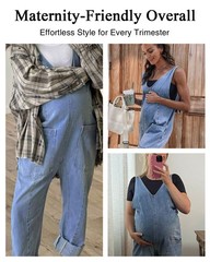 HISEA Women Loose Fit Denim Jumpsuit Harem Pants Casual Romper Baggy Overalls