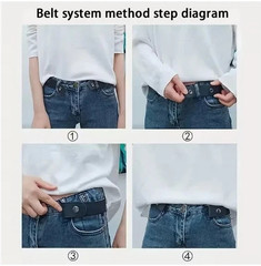 2 Pack No Buckle Elastic Belt Invisible Loop Belt for Jeans Pants
