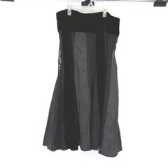 NY Collection Skirt Womens L Black Velvet Lace Satin Mixed Media Midi y2k 90s