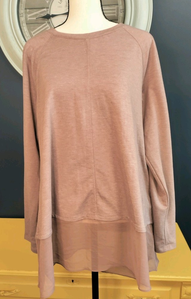 Logo Lori Goldstein Layered Pullover Tunic Women’s Large Light Purple Sheer