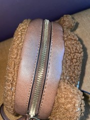 ALDO Brown Bear Face Round Crossbody Bag with Crossbody Strap, Zip Closure