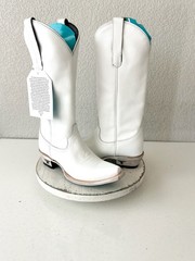 Lane EMMA JANE White Cowboy Boots Western Cowgirl Mid Calf Tall Snip Toe Sz 7
