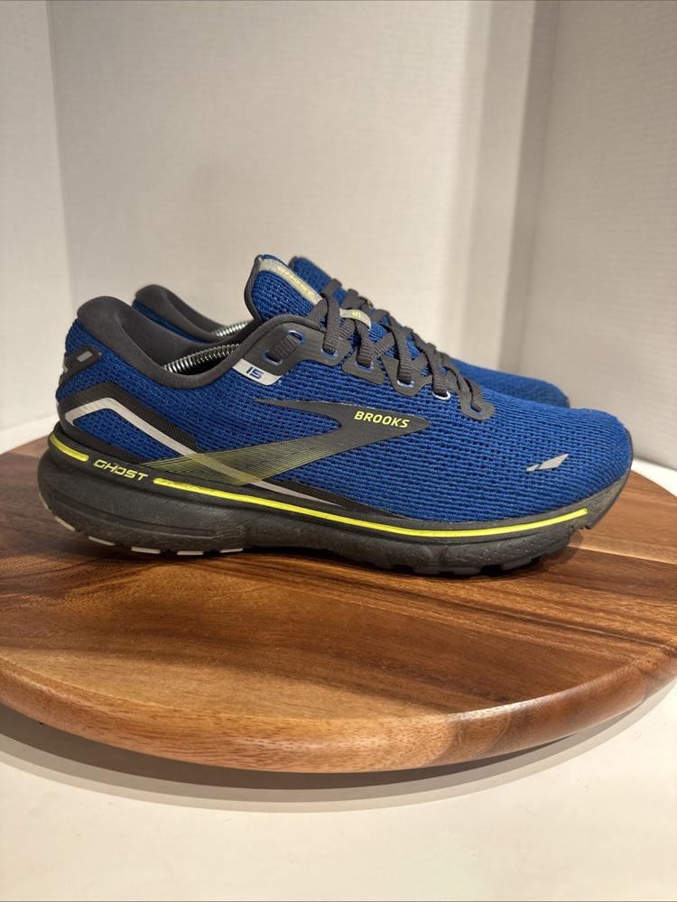 Brooks Ghost 15 Running Shoes Blue Black Neon Yellow 1103931D403 Men’s Size 9.5