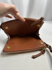 Old Navy Brown Faux Leather Crossbody Double Zipper Purse