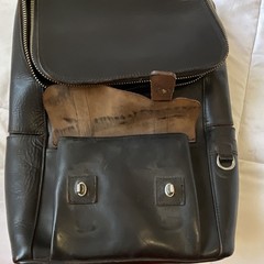 Schott NYC Men’s Medium Backpack Black/Brown Zip Buckle Outer Pockets