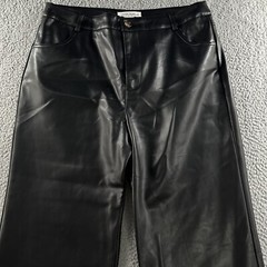 12th Tribe Womens Pants Black Size XL High Rise Wide Leg Faux Leather Cotton