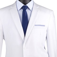 LUCCI Men’s White 2-Button Slim-Fit Poplin Polyester Suit NEW