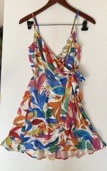 Mumu – Multicolor Floral Tropical Wrap Dress Mini Spaghetti Strap – Size XS -D13