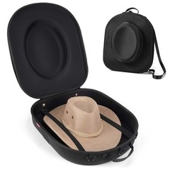 Hat Box for Travel – Crush Proof Cowboy Hat Holder Storage, Hard Black+Black