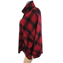 Coldwater Creek XL Buffalo Plaid Cape Poncho Jacket Red Black Wool
