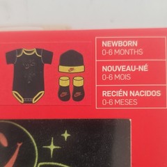 Nike 3-Piece Layette Set Bodysuit Hat Booties Black Yellow Smiley Face 0-6M