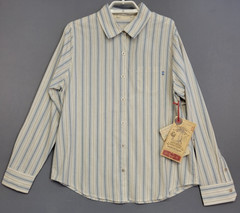Santa Barbra Purnell 100% Cotton Work Wear Top Womens L Striped Pocket Buttons