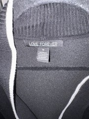 Love Forever womens open front long sleeve cardigan black w/ white trim Med