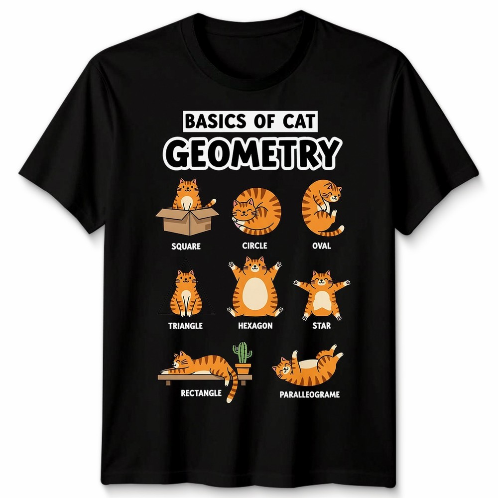 Cat Geometry Graphic Print Animal Meme Mens Womens Shirt Unisex Tee