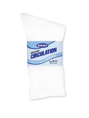 Lot 6 Pairs Men’s Circulatory Diabetic Crew Socks Size 9-11 White