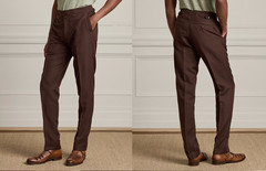 Ralph Lauren Purple Label Gregory Hand-Tailored Silk-Linen Trousers Men 32 NWOT