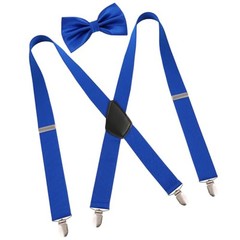 Men’s 1.37 inch Suspender and Pre-tied Bow Tie Set Royal Blue
