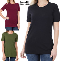 Women’s Crew Neck Cotton T-shirt Short Sleeve Basic Plain Tee Soft Stretch Top