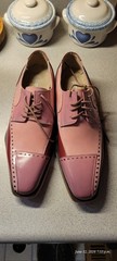 Stacy Adams Leather Wingtip Spectator Cap Toe Oxford Shoes Pink/Burgundy 9.5