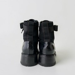 PRADA Ankle Combat Boots Women’s Black 0515 US 5 Tessuto Nylon Leather Buckle