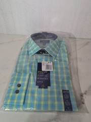 APT.9 PREMIER FLEX STRETCH FABRIC/COLLAR SLIM FIT Green/Tu Men’s Dress Shirt $45