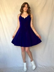 90s Purple Velvet Halter Mini Cocktail Dress