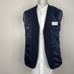 Calvin Klein Blazer Jacket Mens 40R Navy Blue Check Polyester Double Vented