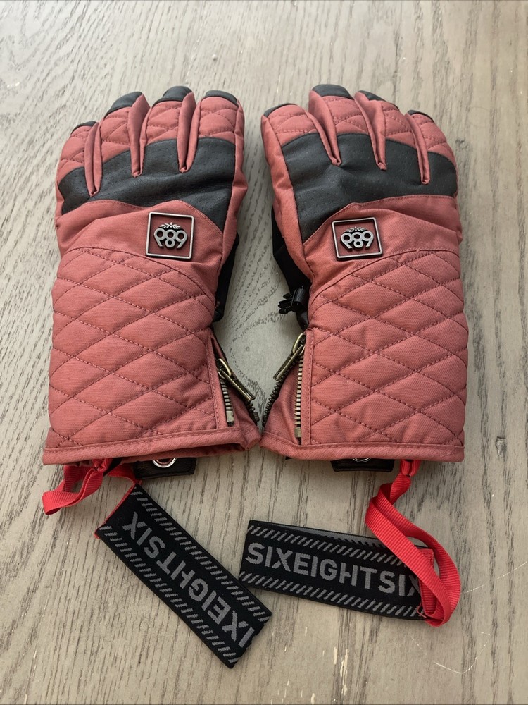 686 Brand Snowboard infiDry Ski Gloves With Wristband Size Medium Dark Red/Black