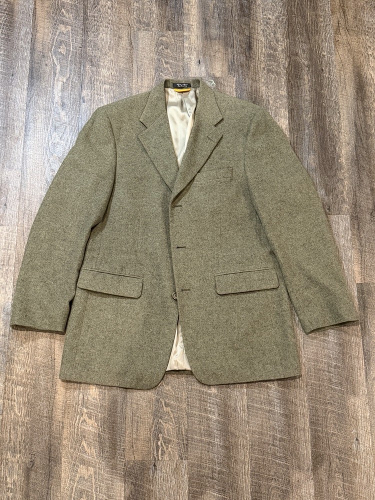 Vintage Bill Blass Black Label 100% Camel Hair Blazer Sport Coat Olive Green 42R