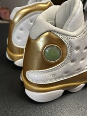 Jordan Air Jordan Retro 13 Men’s Mid Top Lace-Up Leather Sneakers White/Gold