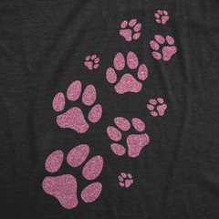 Womens Glitter Dog Paw Prints T Shirt Funny Cute Pet Puppy Lover Graphic Novelty