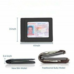RFID Men’s Leather Slim Bifold Money Clip Wallet Front Pocket Credit Card Holder