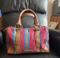 Pre-Owned Jeffrey Banks Striped Purse Bag Handbag L12″ W9″ H8″ Great Condition