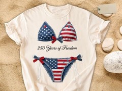 American Flag Bikini Illustration T-Shirt 250 Years of Freedom