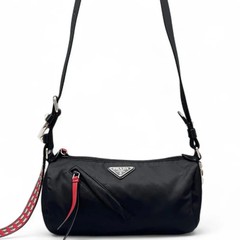 Prada Studded Crossbody Bag Black Red Tessuto Nylon (sa062226b6r)