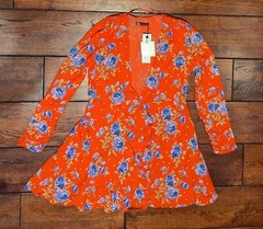 Zara Women’s Red Floral Mini Wrap Dress Size S Style 9049/687/600 – NWT