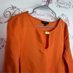 Yessica city top shirt Elegant Orange Blouse with Keyhole Detail