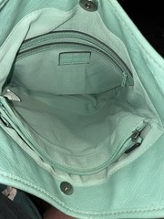 Croft & Barrow Aqua Pebbled Shoulder Bag Zip/Magnetic Pockets Silver Hardware