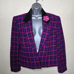 Koret Vintage 80s 90s Houndstooth Cropped Blazer