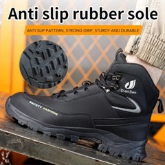 Men’s Steel Toe Work Boots Waterproof Anti-Smash Safety Shoes Construction Shoes