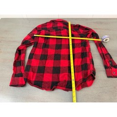George Mens Red Black Buffalo Plaid Flannel Shirt Medium Long Sleeve Button Down