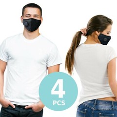 4 packs Face Masks high quality Reusable Washable Cloth Mask with filter (Black)