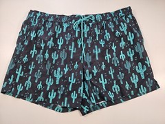 George Swim Trunks Mens 3XL Cactus Black Neon Blue Lined Beach Casual Pockets ^