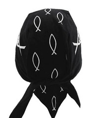 Christian Doo Rag Motorcycle Skull Cap Religious Chemo Bandana Cover Fish Symbol