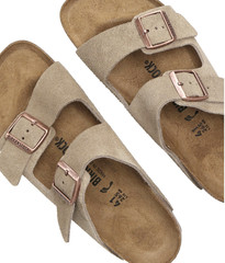 Birkenstock Arizona Suede Taupe Soft Footbed Summer Sandals Unisex Select Size