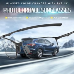Aluminium Polarized Photochromic Sunglasses Men Driving Sports Chameleon Glasses